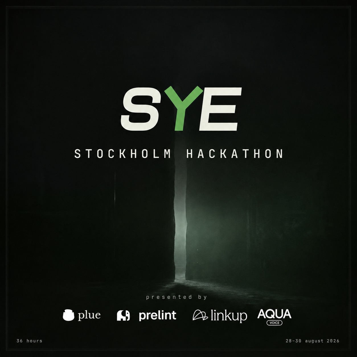 SYE Stockholm Hackathon Luma cover, featuring the SYE logo and stone doorway.